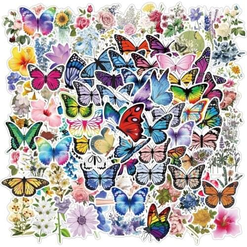 10/50/100pcs Pack Butterfly Stickers for Laptop Skateboard Guitar Stationery Stickers DIY Fridge Car Bottle Decals Kids Toys