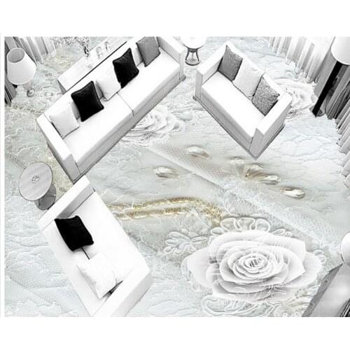 3d floor painting wallpaper Simple lace 3D flower flooring pvc self-adhesive wallpaper pvc self-adhesive wallpaper