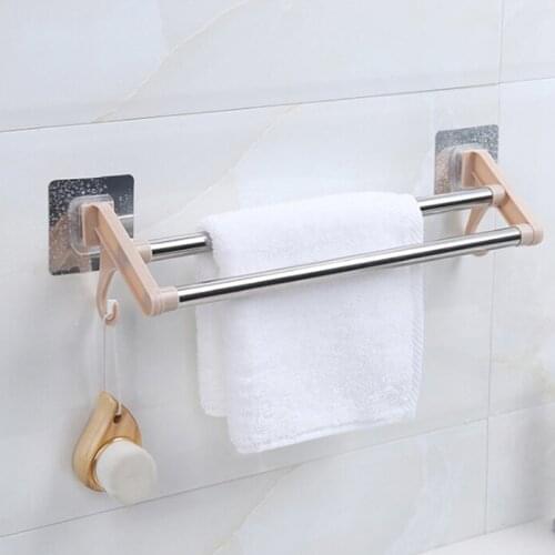 Stainless Steel Double Towel Bar Rotating Towel Racks Bathroom Kitchen Wall-Mounted Towel Polished Racks Holder Double Holder