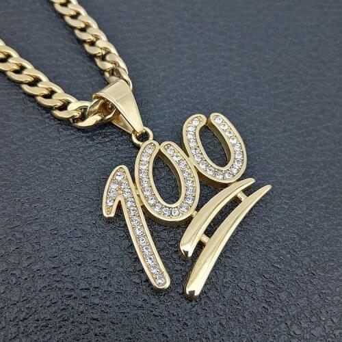 New 100 scores charm 316 stainless steel gold color Hiphop Pendant Necklace Jewelry Accessories