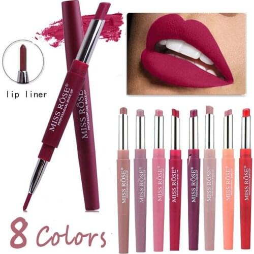 New Matte Lipstick Pencils Lips Batom Sexy Nude Color Cosmetics Pigments Double-end 2 in 1 Waterproof Lip Liner Pen