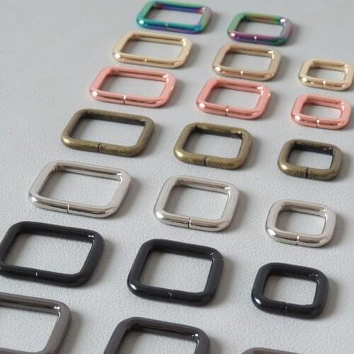 20Pcs/Lot Wholesale Metal Rectangle Buckle Hardware Handbag Leather Bag Purse Straps Belt Square D Ring Clasp Dog Collor Loop