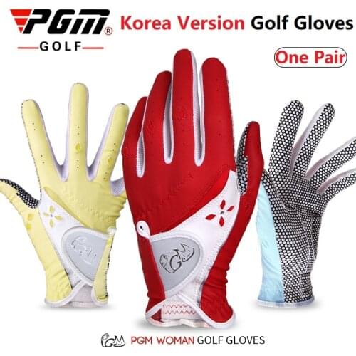 PGM 1Pair Pgm Golf Gloves Women Left Right Hand Gloves Non-Slip Ladies Breathable Golf Gloves Sport Golf Accessories
