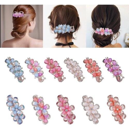 Crystal Flower Butterfly Peacock Barrettes Hair Clips for Women Vintage Rhinestone Hair Pins Headwear Girls Hair Accessories