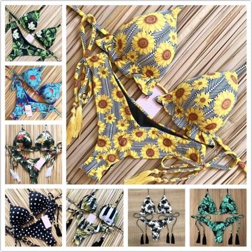 Sexy Bikinis 2020 Swimwear Women Swimsuit Bandage Halter Beach Wear Push Up Bathing Suits Female Brazilian Bikini Set