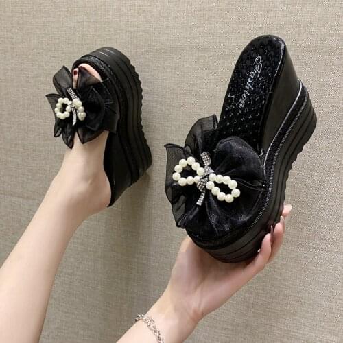 High platform slippers women outdoor slippers flip flops women summer high heels sandals women butterfly wedge slippers