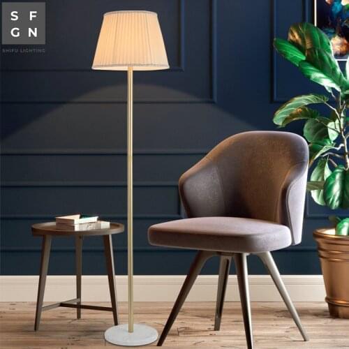 Floor lamp modern Fabric Lampshade Marble standing Lamp E27 LED floor lamps for living room study bedside office