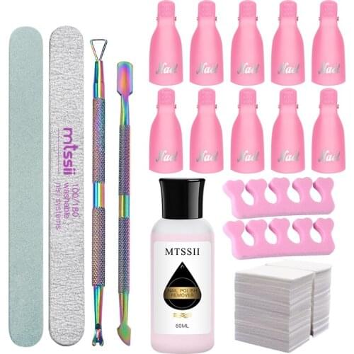 Nail Art Soak Off Cap Clip UV Gel Polish Remover Wrap Tools Plastic Nail Art Tips for Fingers Nail Polish Pusher Manicure Tool