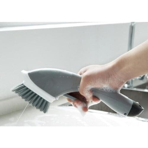 1PC Long Handle Automatic Kitchen Sink Add Detergent Water Spray Cleaning Brush Convenient Cleaning Brush QA 174