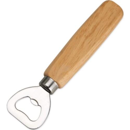 100pcs Creative kitchenware, wooden handle, beer bottle opener, stainless steel bottle opener