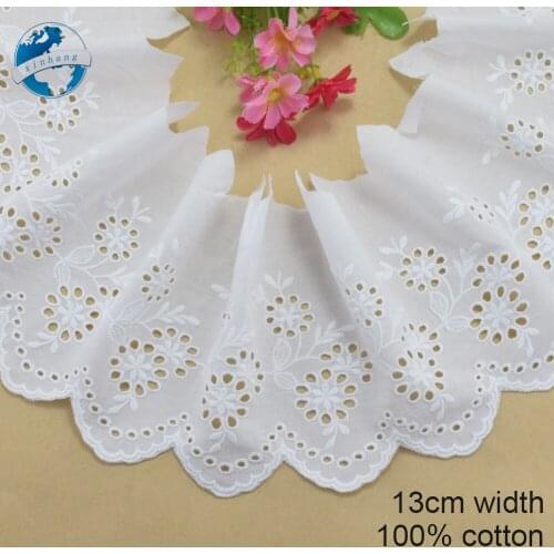 13cm wide 100% Cotton embroidery lace sewing ribbon guipure trim wedding decoration DIY dolls colthes Accessories lace #4190