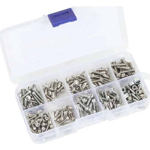 300pcs M2.5 M3 M4 Stainless Steel Hex Socket Screw Nut Cap/Button Head Screw for 1/16 RC Monster Trucks Traxxas Summit E-Revo