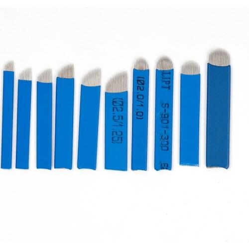 50 pcs, blue wrapping paper, 9/12/14/16/18/21 needles, eyebrow tattoo needles, permanent makeup tools