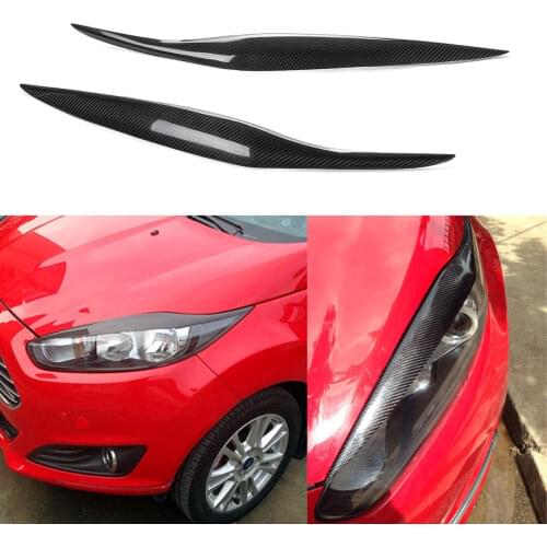 Carbon Fiber Headlight Cover Eyelid Eyebrow for 2014-2017 Ford Fiesta