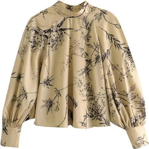 COSON Women 2021 Fashion Floral Print Loose Blouse Vintage Long Sleeve Back Buttons Female Shirts Blusas Chic Tops