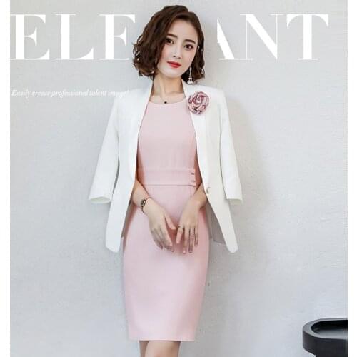 Business Suits,Women Civility Formal Dress Suits,2018 New,Office Lady Beautician Suit Set,Elegant Fashion Host Uniforms,F2