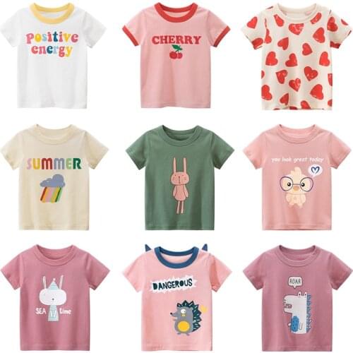 Girls Summer T Shirt Cartoon Printed Tops Tees Kids Children Casual Clothing Cotton Unisex Baby T-shirt For Boys