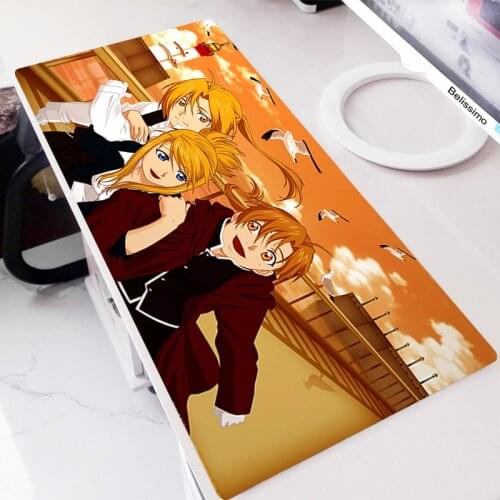 Mouse Pads Anime Gamer Accessories Gaming For Office Mause Long Computer Mat Carpet Non-slip Kawaii Extended Fullmetal Alchemist