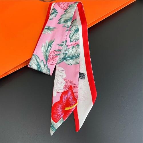 Beautiful Colorful French scarves Fashion Women Small Long Scarf Chiffon Silk Spring Skinny Lady Headband Bag Ribbon Choker