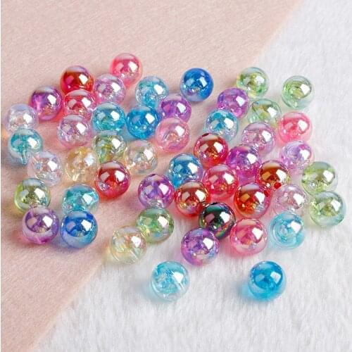 8/10mm Colrful Acrylic Trsansparent Glass Round Beads DIY Earring Bracelet Necklace Jewelry Accessories Clothing Materials 50pcs