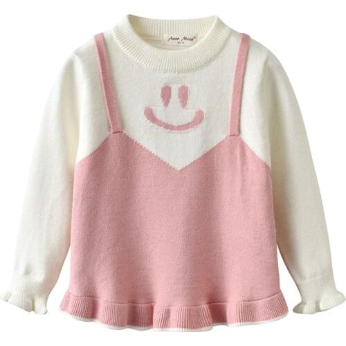 Little Toddler Girl Smile Ruffles Cute Sweater Pullovers Tops Dress Size 18 Monthes 1y 2y 3y
