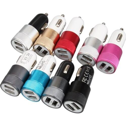 Mini USB Car Charger Adapter Universal Dual Interface Phone Car-Charger for Samsung iPhone 200pcs