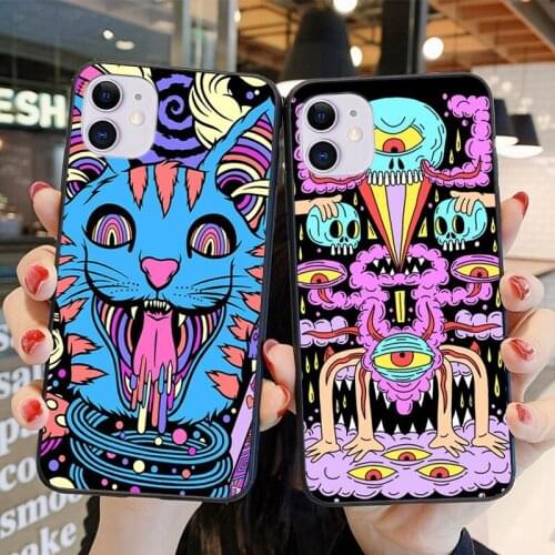 Apple iPhone 11 12 Pro Max XR 7 8 Plus SE 2020 X XS 6 6S Silicone Soft Shell Phone Case Shell Colorful Psychedelic Capsule