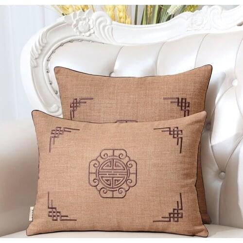 Latest Embroidery Joyous Linen Cover Cushion Case Christmas Decorative Lumbar Pillow Covers Chinese style Pillow Cover