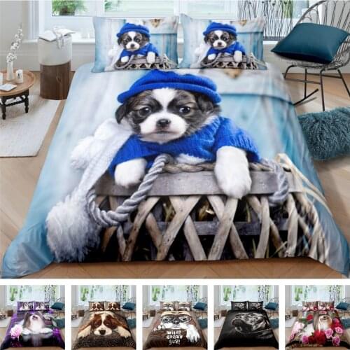 New Design 3d Digital Cute Dog Printed Duvet Cover Set 1 Quilt Cover + 1/2 Pillowcases Single Twin Double Full Queen King