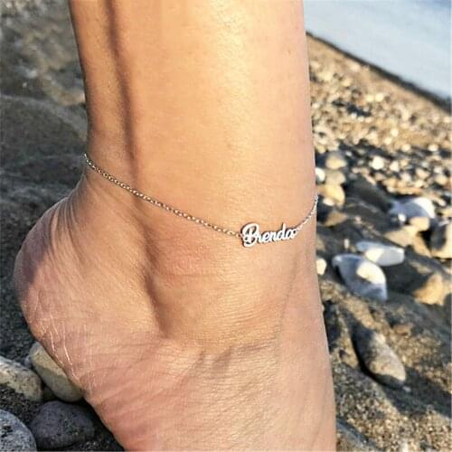 3UMeter Name Anklet Stainless Steel Custom Personality Nameplate Leg Chain Ankle Bracelet Boho Jewelry for Women Girls 2019 New