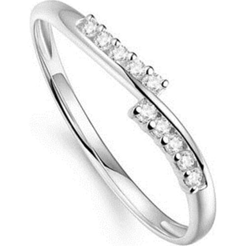 Solid 14k White Gold 1.5mm Round Cut Natural White Sapphire Engagement Ring Wedding Band Fine Jewelry Size 3.5-12