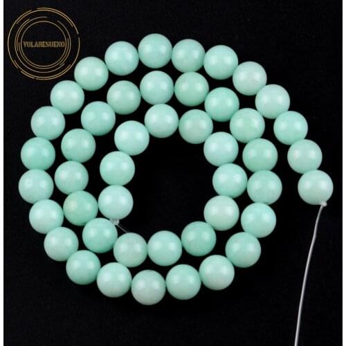 Factory Wholesale Natural Amazonite Jades Chalcedony Stone Beads For Jewelry Making Diy Bracelet Necklace Charms 4 6 8 10 12mm