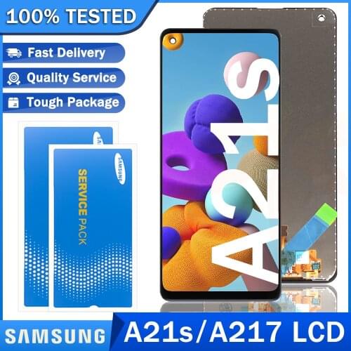 Original AMOLED Display with frame for Samsung Galaxy A21s A217 SM-A217F/DS LCD Touch Screen Digitizer Assembly Repair Parts