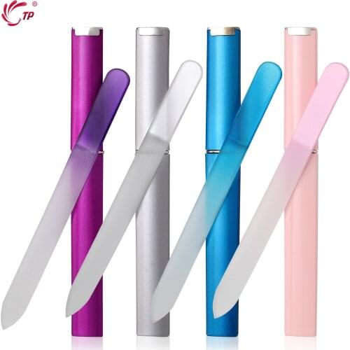 Crystal Glass Nail File With Case Professional Nail Files Manicure Device Tool Durable Nail Art Buffer Files Salon Beauty Tools
