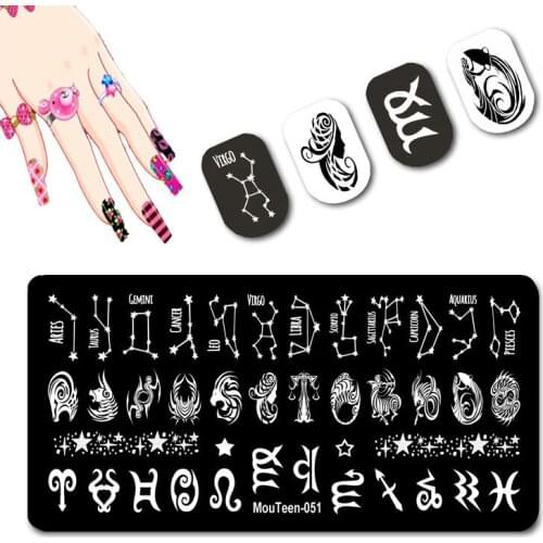 New Arrival Zodiac Sign Stamping Plate Stamping Plates Big Size 12 Constellation Nail Stamper Horoscope Image for Nails Art #051