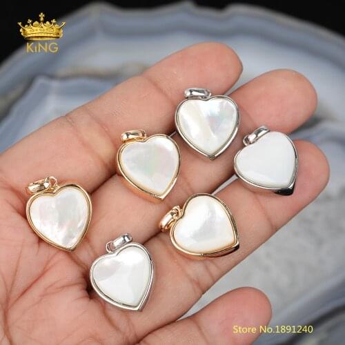 5pcs/lot 11mm Heart Shell Pendants for Jewelry Making,Small Shells Heart Charms Findings for Earrings