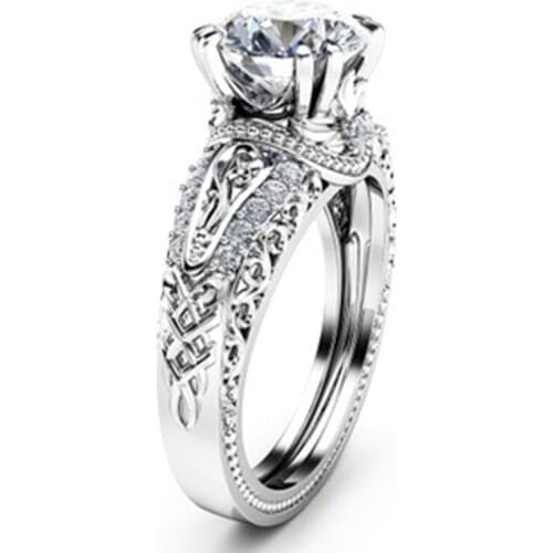 Popular Geometric Flower Cubic Zirconia Wedding Rings for Women Fashion Engagement Ring Female Jewelry