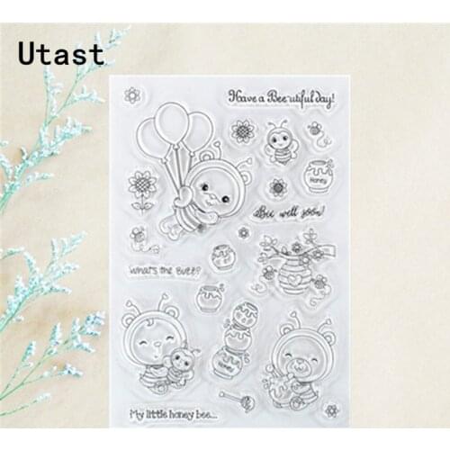Bee Balloon Honey Clear Silicone Stamps /Transparent Rubber Stamp for DIY Scrapbooking /Photo Album Decorative Craft Making