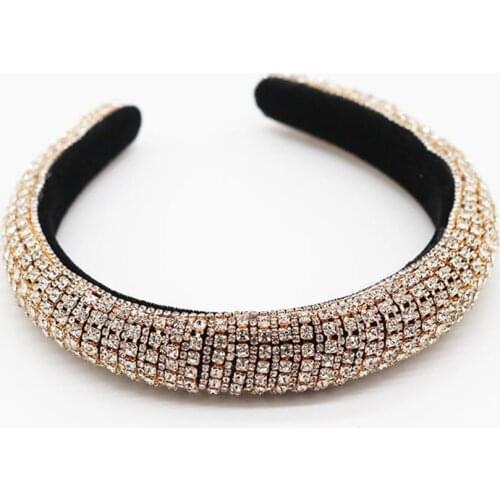Luxury Imitation Diamond Headband Baroque Style Glittering Hair Hoop Wide Band