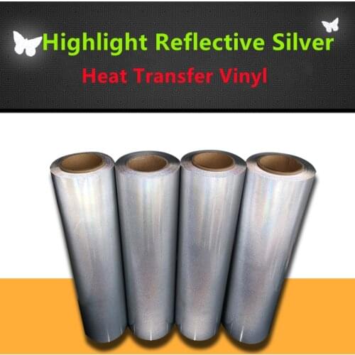 DIY Highlight Reflective Silver Heat Transfer Film Reflecting Lettering Vinyl Iron On Bright Logo Labels For Clothing Sticker