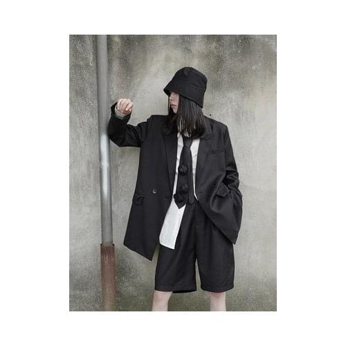 Dark Department niche designer Japanese double-breasted loose-fitting mid-sleeve suit two-piece shorts suit