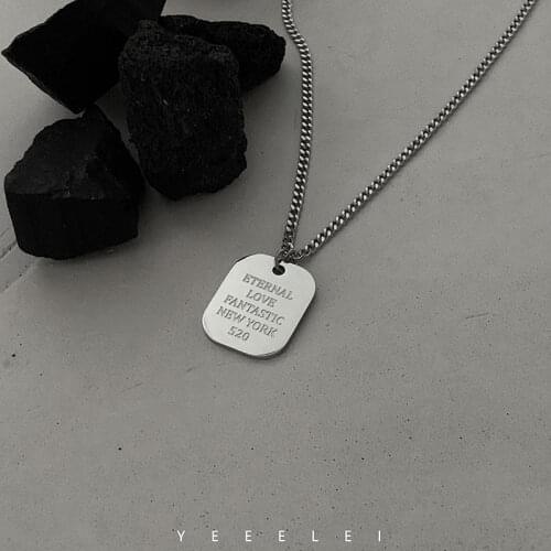 Titanium steel Chokers Lovers hip-hop street Necklaces Trendy New Punk Style sweater chain Silver Color Letter Prom Accessories