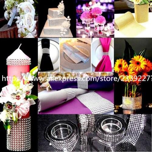 12cm*90cm Crystal Ribbons Mesh Trim Bling Diamond Wrap Cake Roll Tulle Wedding Decoration Tulle Curtains Crafts Vase 5Z