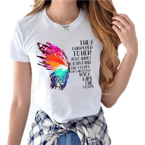 2021 T Shirt Women Butterfly Letters Harajuku Ulzzang T Shirt Femal T Shirts Summer Tops 90s Girls Graphic Tee Woman Clothing