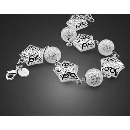 Bohemia100% 925 Sterling silver 12MM big beads BraceletFashion Hollowed-out Star Bracelet Charm Woman FineJewelry Gift