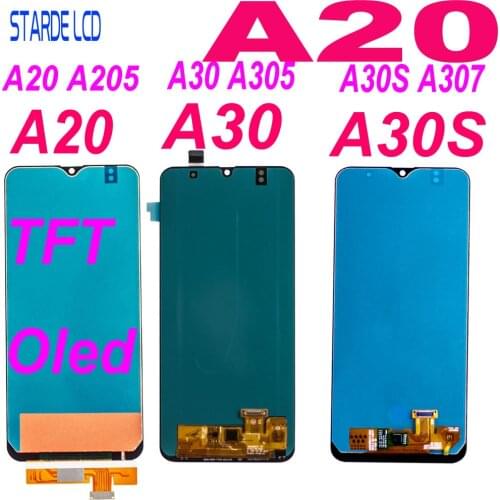 6.4'' LCD For Samsung A20 A205 SM-A205F A205FN Display Touch Screen Digitizer A30 A305/DS A305F A305FD A305A A30S A307 A307F LCD