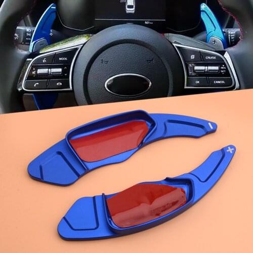 1Pair Steering Wheel Shift Shifter Paddle Extension Blue Fit For Kia Forte 2019 2020 Aluminium Alloy
