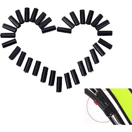 100pcs Plastic Cycling Bike Brake Cable Tips Crimps Bicycles Derailleur Shift Cable End Caps Core Inner Wire 4mm x 18mm Black
