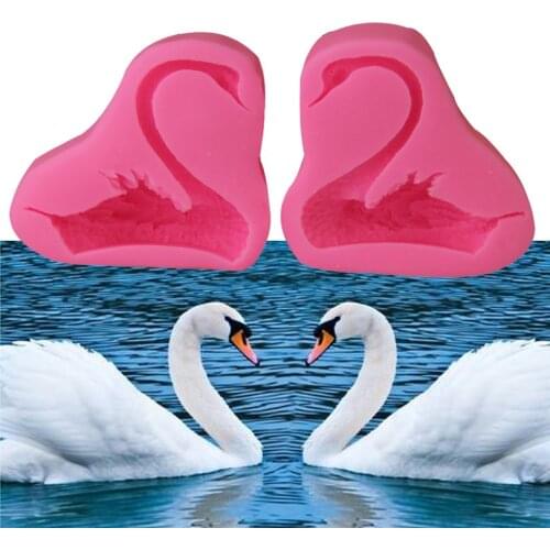 2Pcs/set 3D Swan Silicone Sugarpaste Craft Bakeware Chocolate Moulds Fondant Cake Decoration Tools Soap Candle Mold
