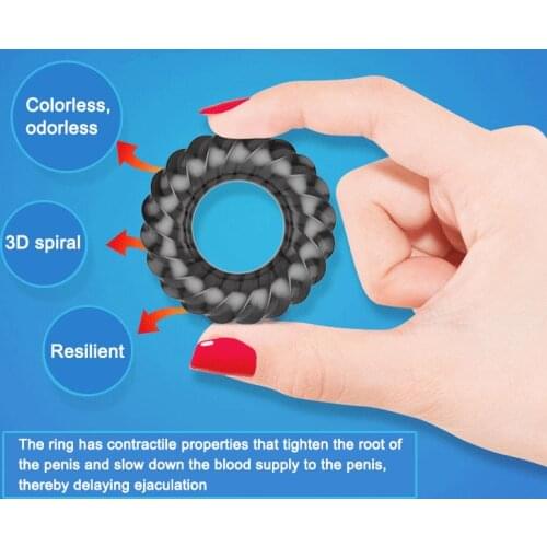 3D Spiral Ring For Penis Delay Time Ejaculation Cockring Soft Elastic Erotic For Male Adult Toys Rings Sex Toys For Men